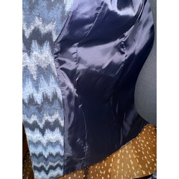 Dolce Vita Black Gray Chevron Wool Blazer Coat Jacket L Business City Office - Picture 8 of 10